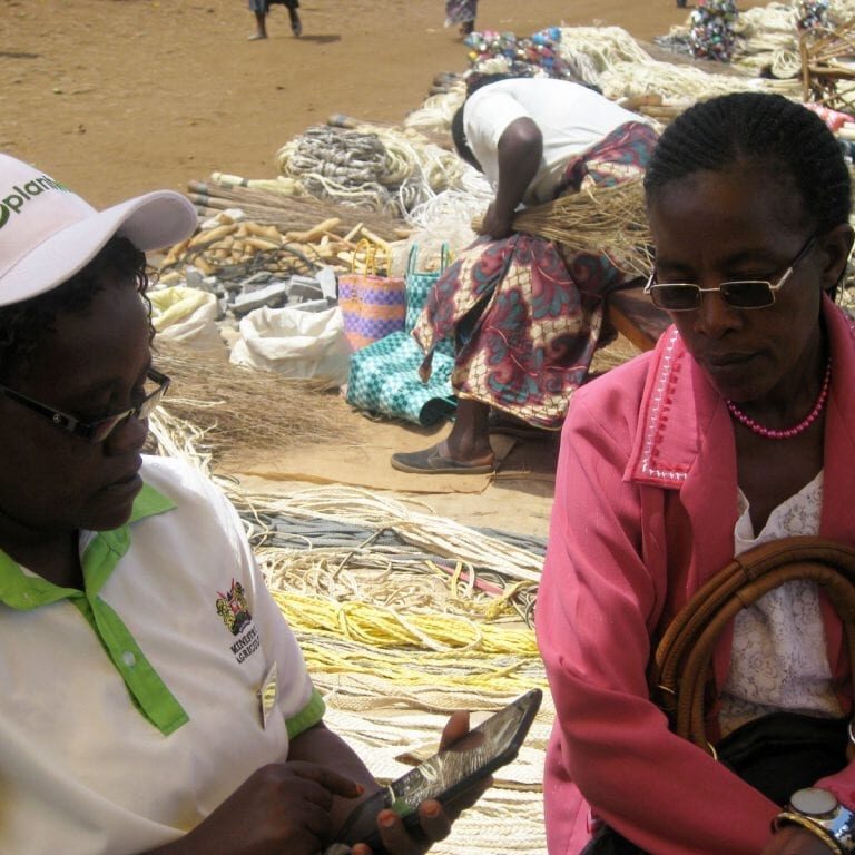 Plant doctor using tablet to diagnose plant disease